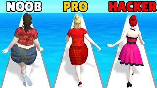 NOOB vs PRO vs HACKER in GIrl Runner 3D screenshot 1