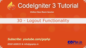 30 - Logout functionality |  CodeIgniter 3 Tutorial