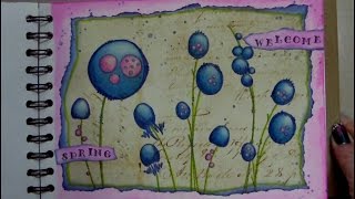 Mixed Media Art Journal Page - Welcome Spring
