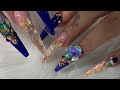 Royal blue and bling nails | Blue and rose gold