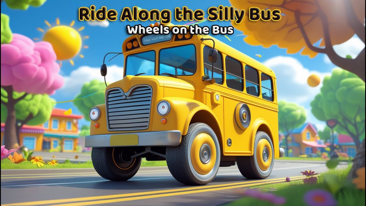 Wheels on the Bus– Ride Along the Silly Bus #rhymes #learning #songs # ...