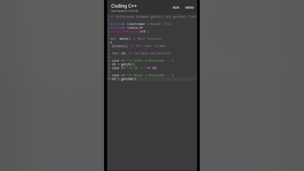 Use of getch() and getche() function in C++ #shorts #mrjaistech - YouTube