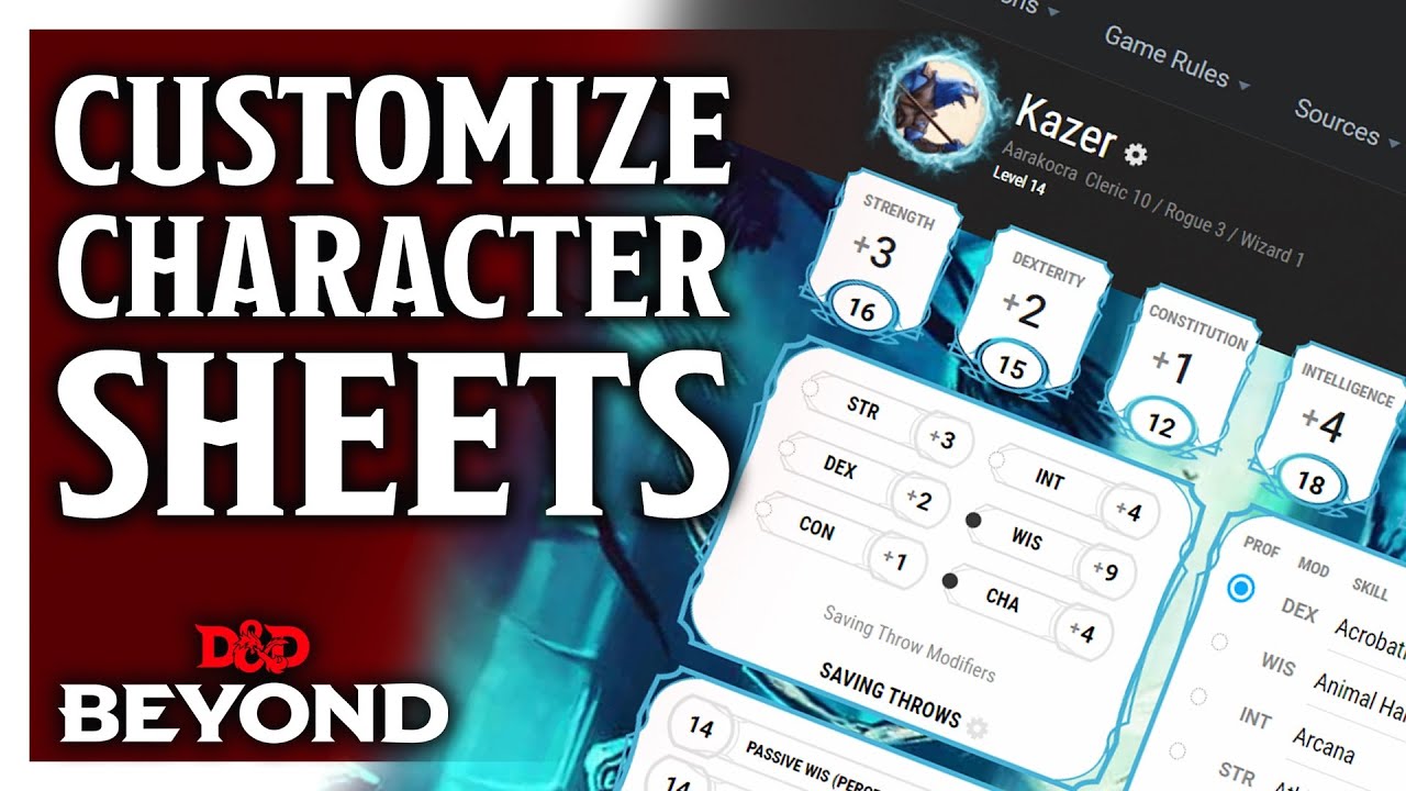 How To Customize Your Character Sheets On D D Beyond Builds Character Youtube