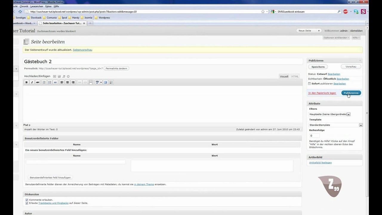 Homepage Tutorial Wordpress Teil 3 - Gästebuch einbauen ...