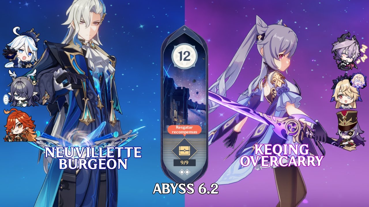 C0 Neuvillette Burgeon & C2 Keqing Overcarry | Genshin Impact Abyss 6.2 Floor 12 9 Stars