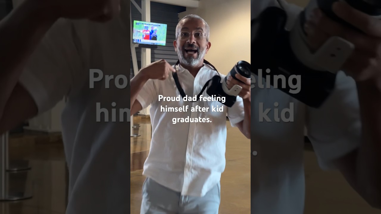 Dad feeling himself after kid graduates.