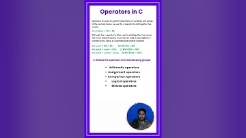 Operators in C Programming Language | Explained Operators in telugu | #clanguage #short #shorts