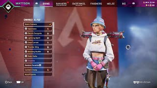 Static Trainers Wattson Skin Gameplay + Heirloom | banners , inspects , emotes and more Apex Legends