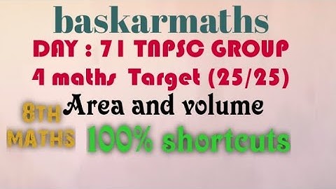 DAY:71 TNPSC GROUP 4 MATHS Target (25/25)//Area and volume //8th maths//@baskarmaths