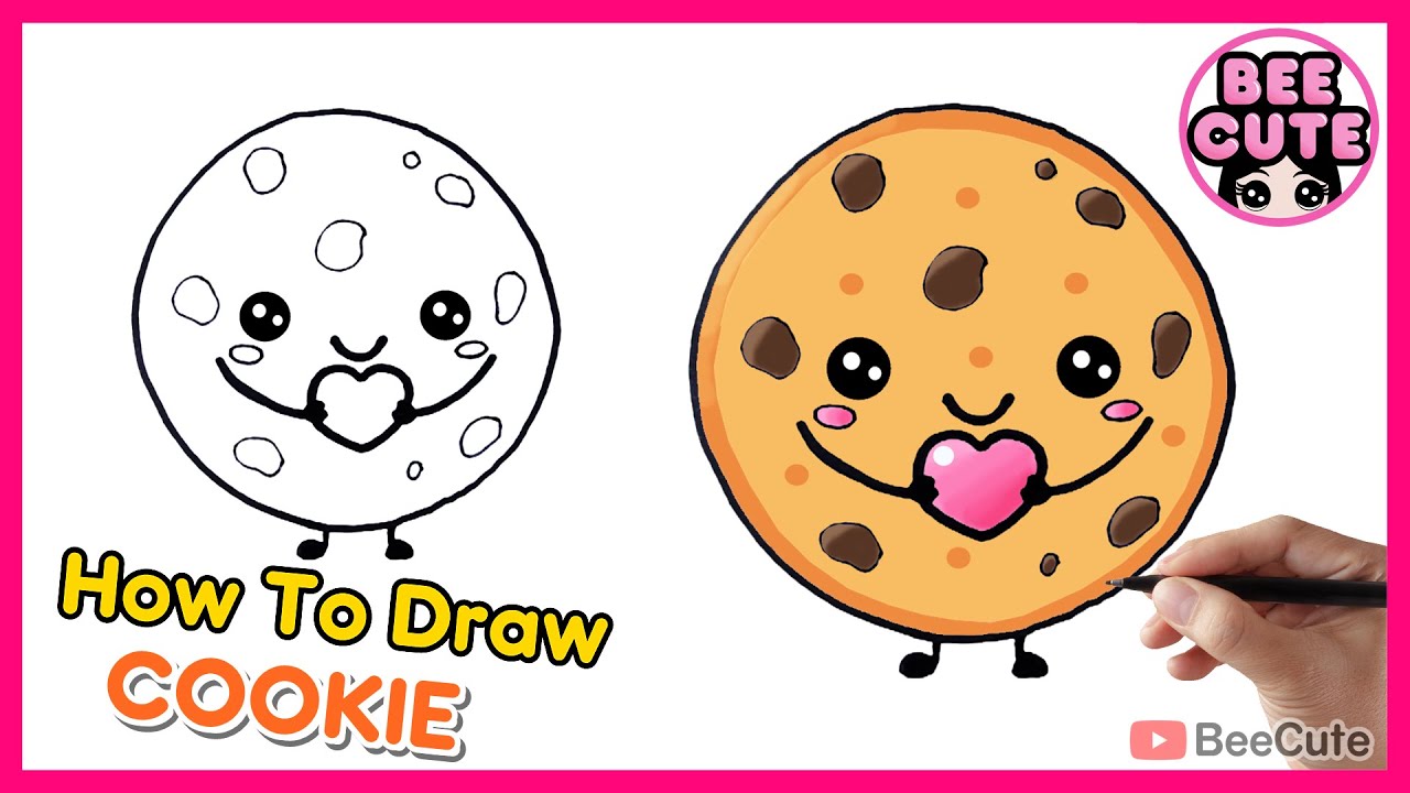 วาดรูปคุกกี้ | สอนวาดภาพและระบายสีคุกกี้ช็อกโกแลตชิพ | How to draw Cookie | Bee Cute
