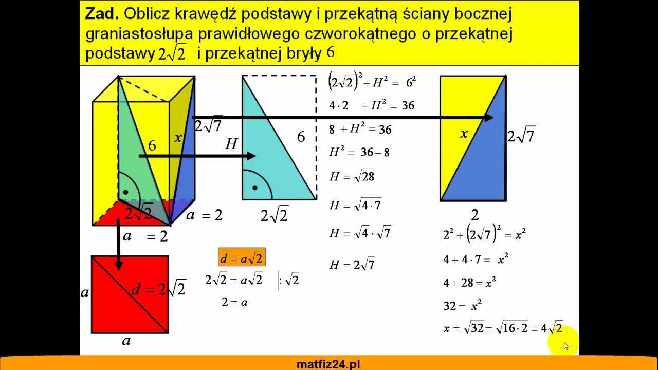 Ile Wierzchołków Krawędzi I ścian Ma Graniastosłup Oblicz krawędź i przekątną w graniastosłupie prawidłowym - Twierdzenie