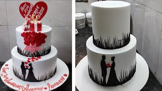 Two Step Black Fores Cake with Engagement Cake Decorating Ideas |Engagement Cake On The Top Ring Box