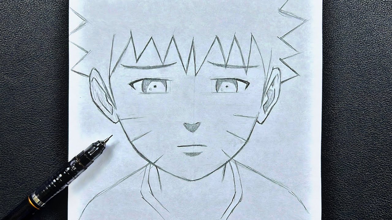 How to draw naruto kid half face step by step