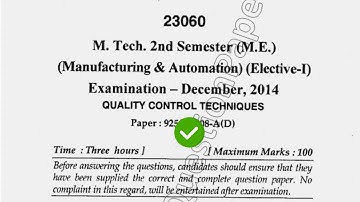 Dec 2014 Mdu MTech ME 2nd Sem Quality Control Technique Question Paper