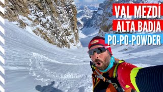 Dolomites Val Mezdí off piste spring skiing in plenty of powder snow screenshot 5