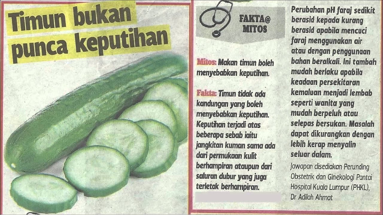 Timun Bukan Punca Keputihan Youtube