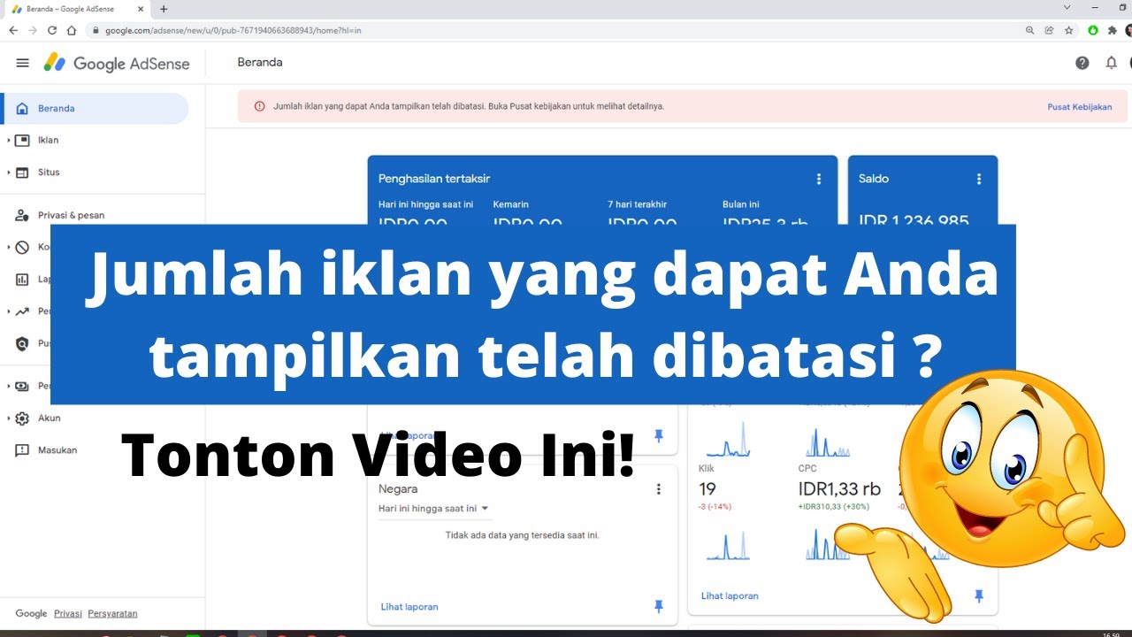 CARA MENGATASI JUMLAH TAMPILAN IKLAN ADSENSE DIBATASI DI BLOG - EDU