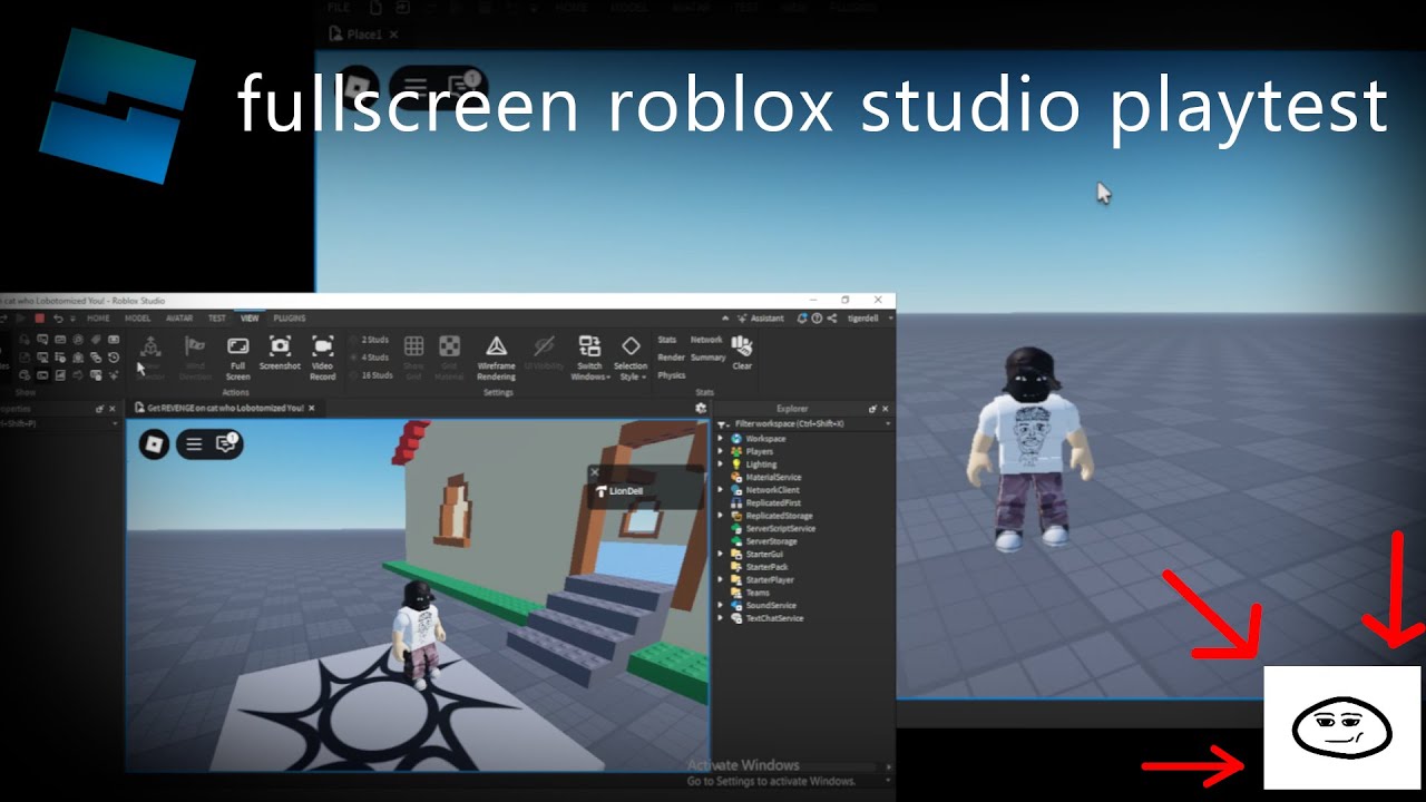 how to fullscreen playtest in roblox studio - YouTube