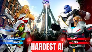 Captain Marvel & Gamora (White) VS Thanos & Sigma (Hardest AI) -Marvel Vs Capcom Infinte