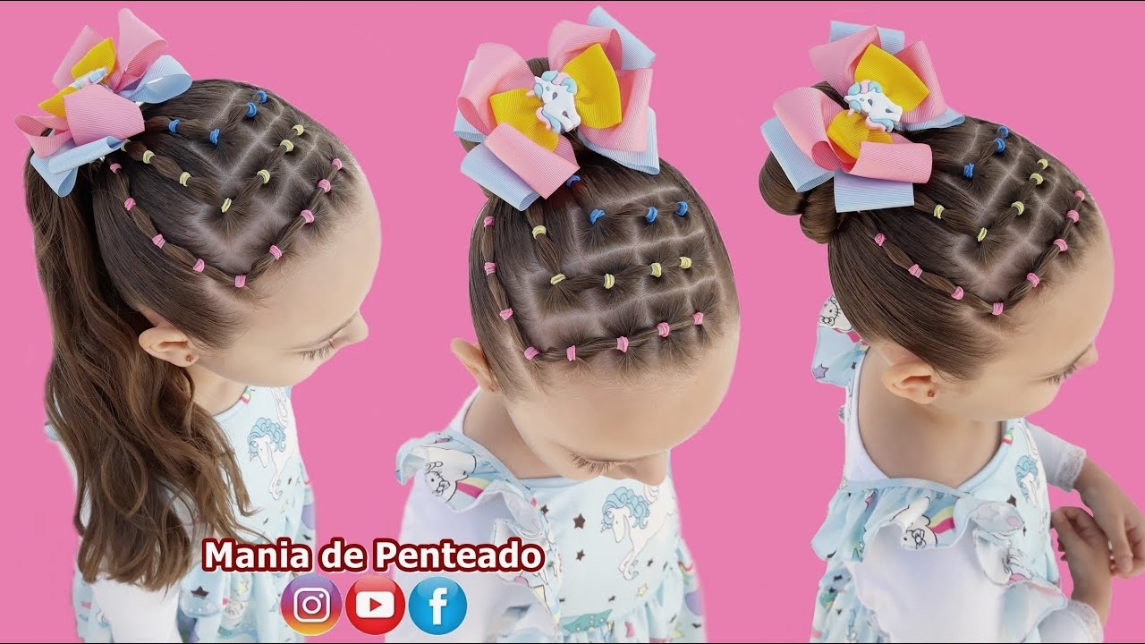 Penteado Infantil Fácil com Ligas, Coque ou Amarração para Festas e  Formaturas⚘, Easy Hairstyle for Girls