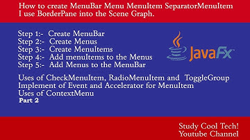 Working with Menu MenuBar MenuItem Separator ContextMenuItem Part 2Learn JavaFx in Hindi