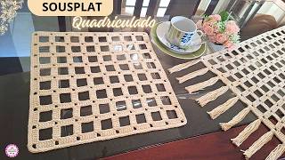 VLOG SUCESSO DE VENDAS! SOUSPLAT QUADRICULADO EM CROCHÊ-LUGAR AMERICANO-LINDO ECONÔMICO E FÁCIL