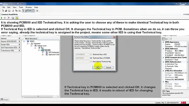SET TECHNICAL KEY IN ABB RELAY