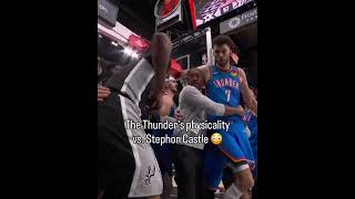 Stephon Castle received two hard fouls in a minute span vs. OKC in Game 3 👀