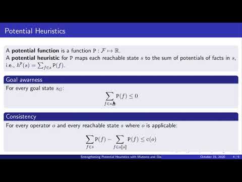 ICAPS 2020: Fišer et al. on &quot;Strengthening Potential Heuristics ...&quot;