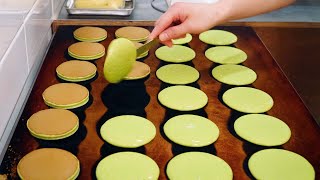 ASMR) Matcha Dorayaki - Red-Bean Pancake∥Korean Street Food