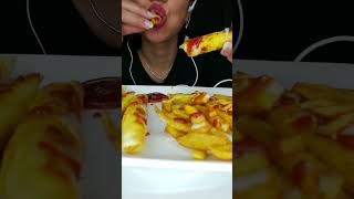 HOW TO MUKBANG CHEESY BUREK AND FRIES??#asmr #shorts #short