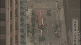 Downtown Houston storm damage cleanup continues