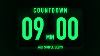 9 Minutes Countdown Flip Timer / Simple Beeps 🟢