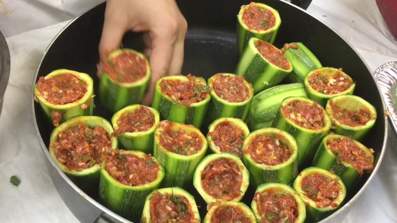 Turkish Stuffed Zucchini - Etli Kabak Dolmasi Malzemeleri - YouTube