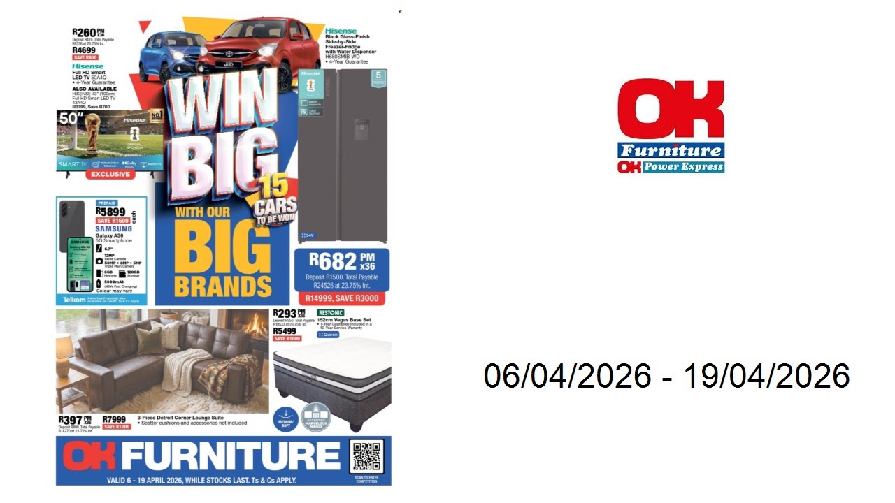 OK Furniture specials - 06/04/2026 - 19/04/2026 - YouTube OK Furniture specials - 06/04/2026 - 19/04/2026 - YouTube
