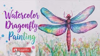 Watercolor Dragonfly Painting for beginners