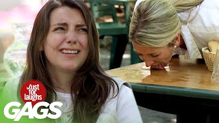 Server Licks Up Garbage Water Prank