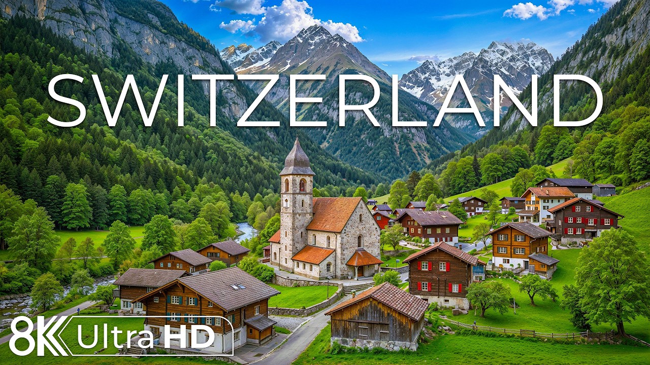 Switzerland 8K | Deep Valleys and Glassy Lakes, Timber Villages and Light Across Alpine Peaks