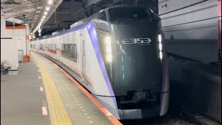 E353系ﾓﾄS202編成＋ﾓﾄS101編成（トップナンバー）が豊田駅4番線を速度制限45km/hの為やや低速通過するシーン（2024.3.27.20:46）