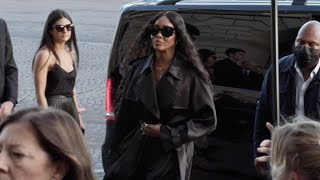 Supermodel Naomi Campbell arriving at the Balenciaga Party in Paris