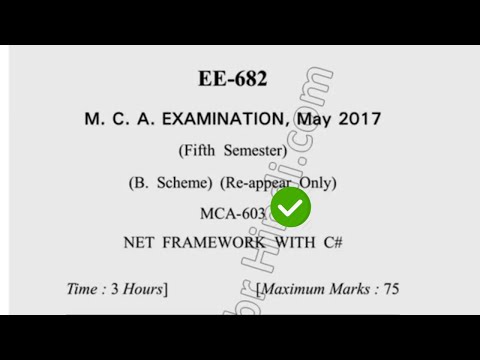 2017 Dcrust MCA 5th Sem Reappear  Net Framework with  C# Question Paper