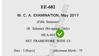2017 Dcrust MCA 5th Sem Reappear  Net Framework with  C# Question Paper