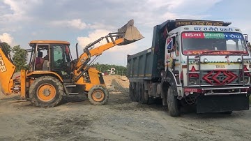 JCB Backhoe Loader 3DX Machine Loading Gravel @droneplanet2040