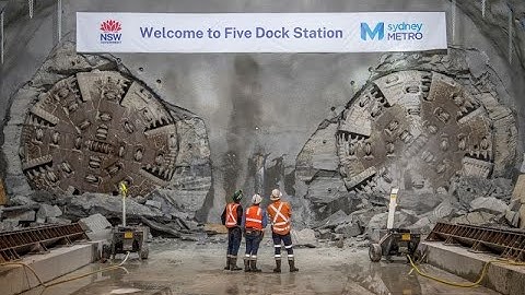 Double-breakthrough: tunnel boring machines (TBMs) emerge at  Five Dock Metro Station site.