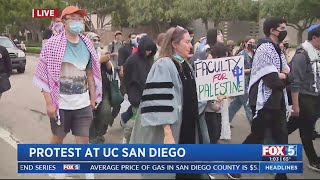 Pro-Palestinian protest at UC San Diego after cleared encampment