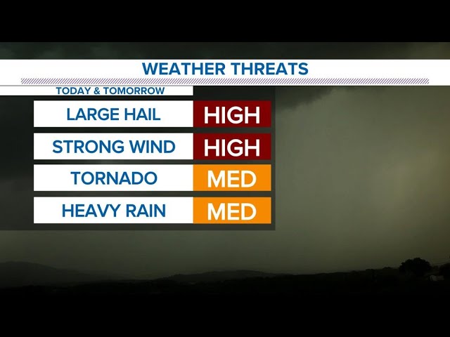 LIVE: Severe weather threats likely Tuesday and Wednesday. Here's what to expect. class=