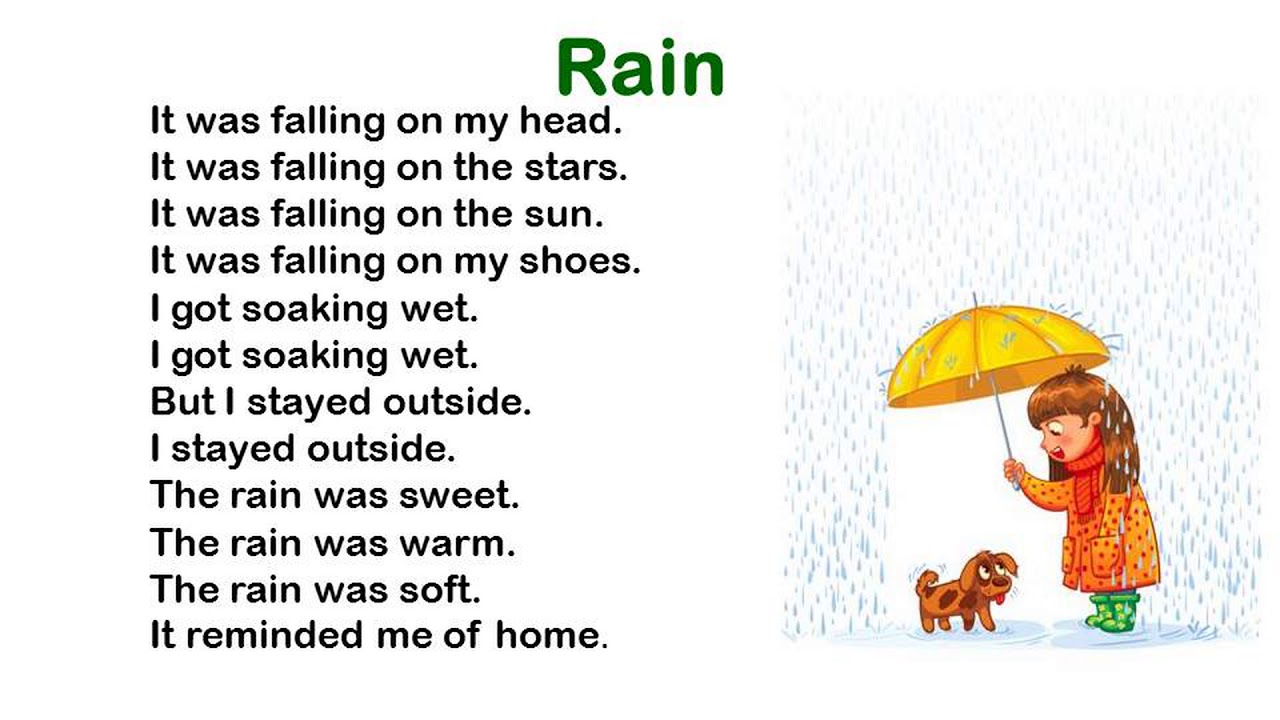 It isn t raining now. It was raining raining raining hard. Стихотворение it was raining.. Дождь на английском. Стихотворение Carolyn Graham.