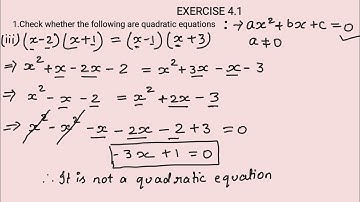 Class 10 Maths Chapter 3 || Quadratic Equations || Exercise - 4.1 | Q.no - 1