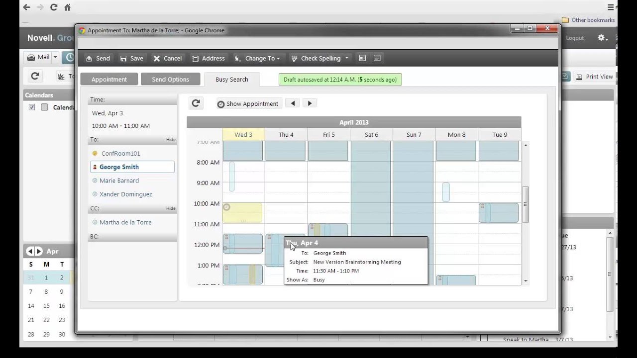 GroupWise 2012: What's New: Graphical Busy Search in WebAccess demolition derby
