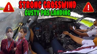 COCKPIT VIEW - STRONG CROSSWIND - GUSTY PAS LANDING !!!